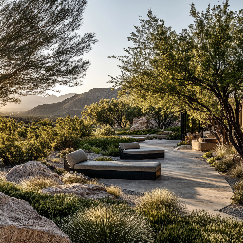 05 Outdoor desert lounge area with mountain views.