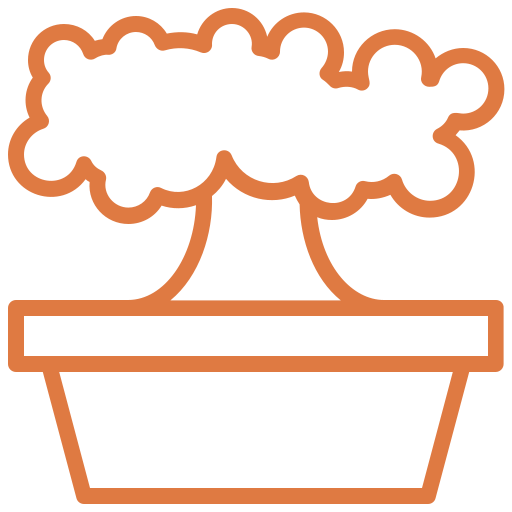Outline of a bonsai tree in pot