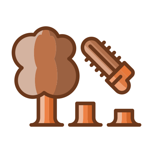 Tree chopping with chainsaw icon