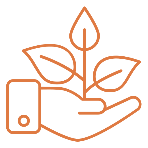Illustration of hand holding a plant
