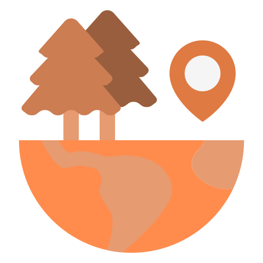 Trees and map pin icon for navigation