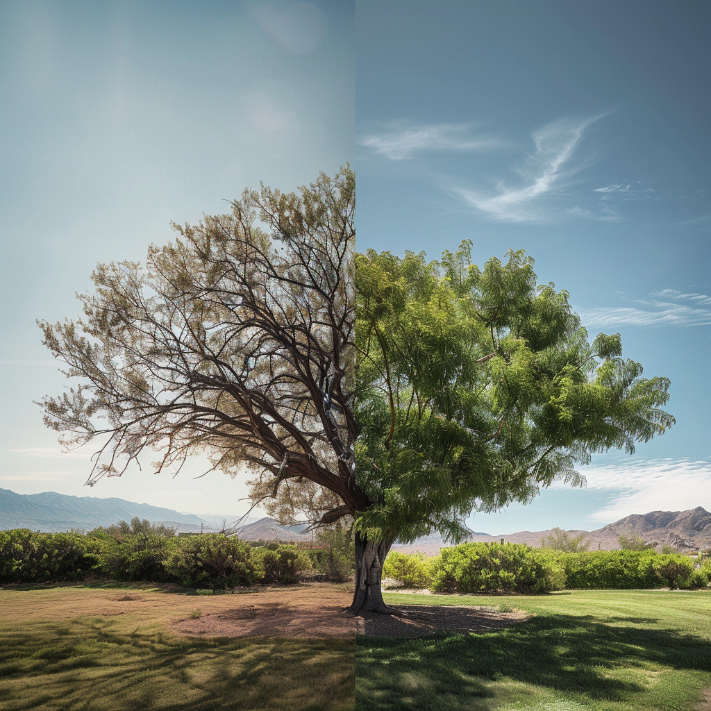 Tree showing different seasonal foliage