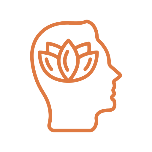 Mindfulness icon with lotus in head outline